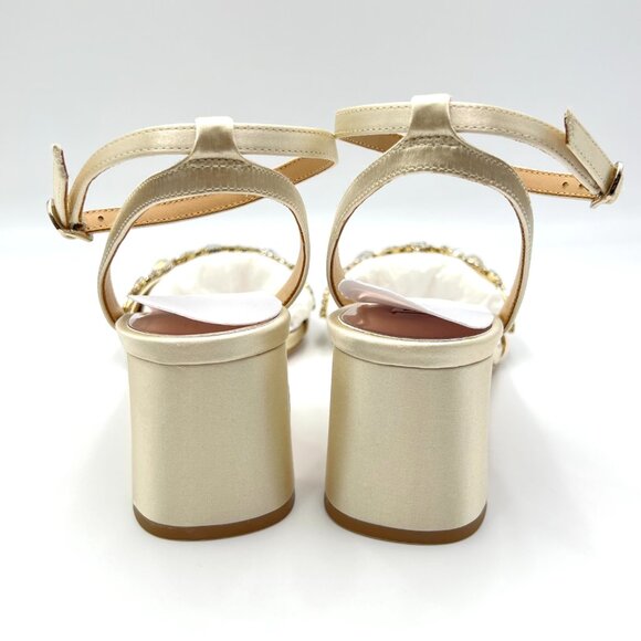 Badgley Mischka Size 7.5 Marsha Ivory White Jeweled Dress Sandals Heels Shoes - Picture 7 of 13
